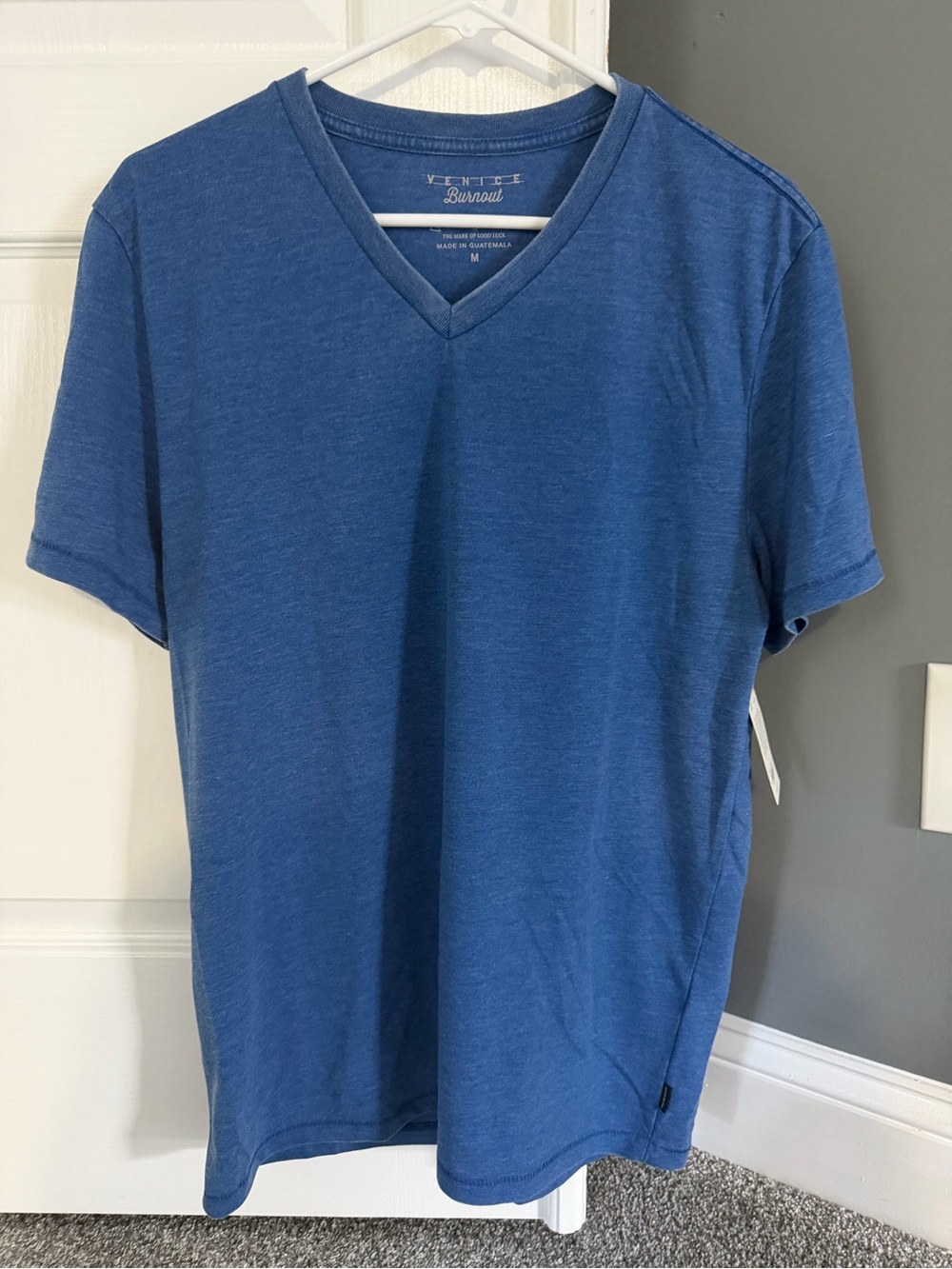 Lucky Brand Men's Heathered Royal Blue V-Neck Tee